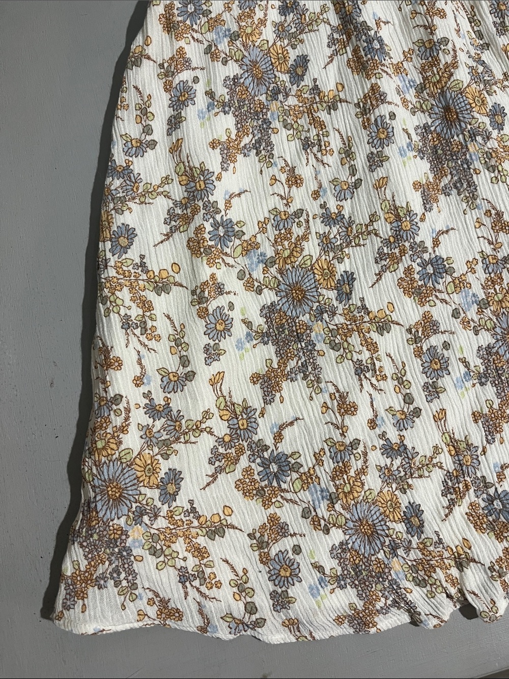 Abercrombie & Fitch Floral Midi Skirt in White, Mustard, and Dusty Blue - Picture 8 of 16